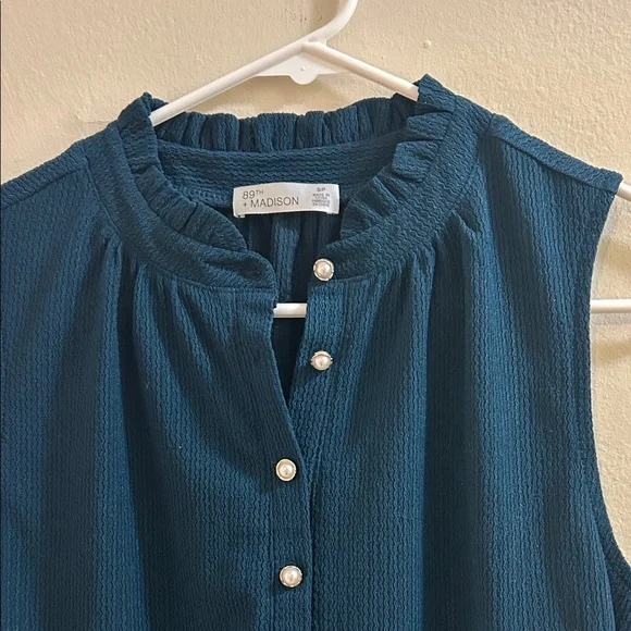 89th & Madison Teal Sleeveless Top - Picture 3 of 7